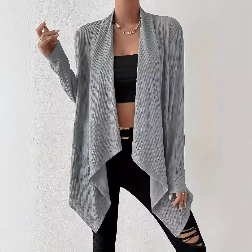 Women's long-sleeved cardigan with a structured design and open cut NOVAE
