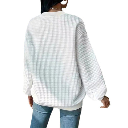 Women's sweater with a structured waffle design and relaxed fit NOVAE