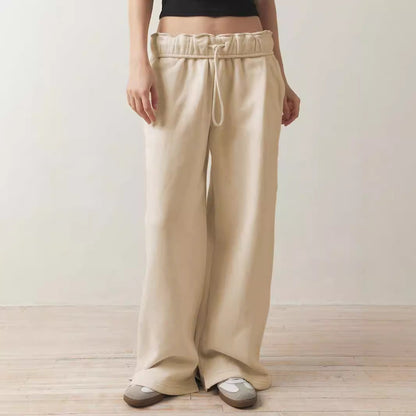 Women's wide-leg leisure trousers with elasticated waistband and drawstring NOVAE