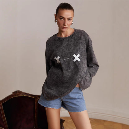 Women's casual sweatshirt with creative graphic print NOVAE