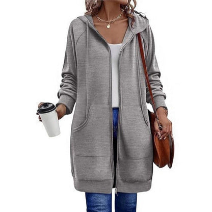 Women's fashionable hooded jacket with side pockets and zipper NOVAE