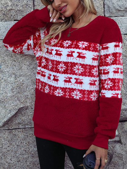 Women's cozy Christmas sweater with flannel surface and festive design NOVAE