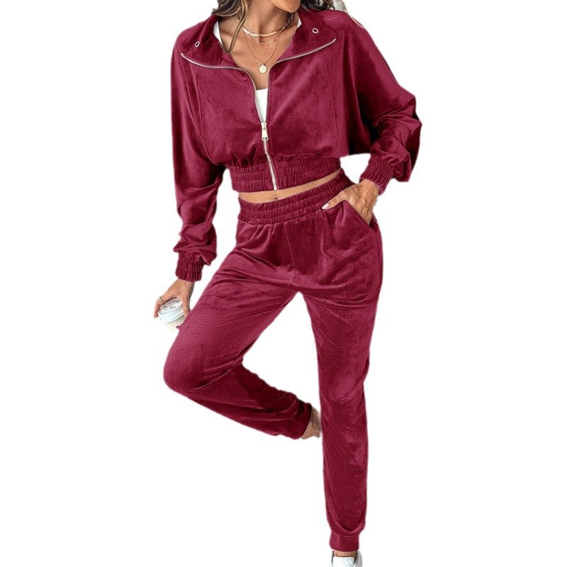 Women's tracksuit with cropped jacket and elastic waistband NOVAE