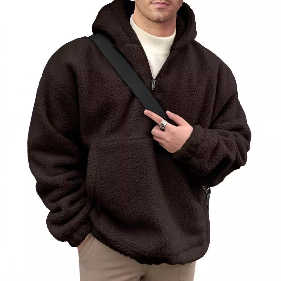 Men's cozy fleece pullover with half zipper NOVAE