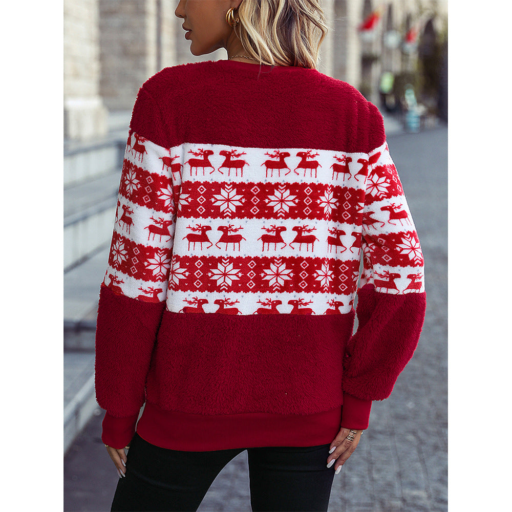 Women's cozy Christmas sweater with flannel surface and festive design NOVAE
