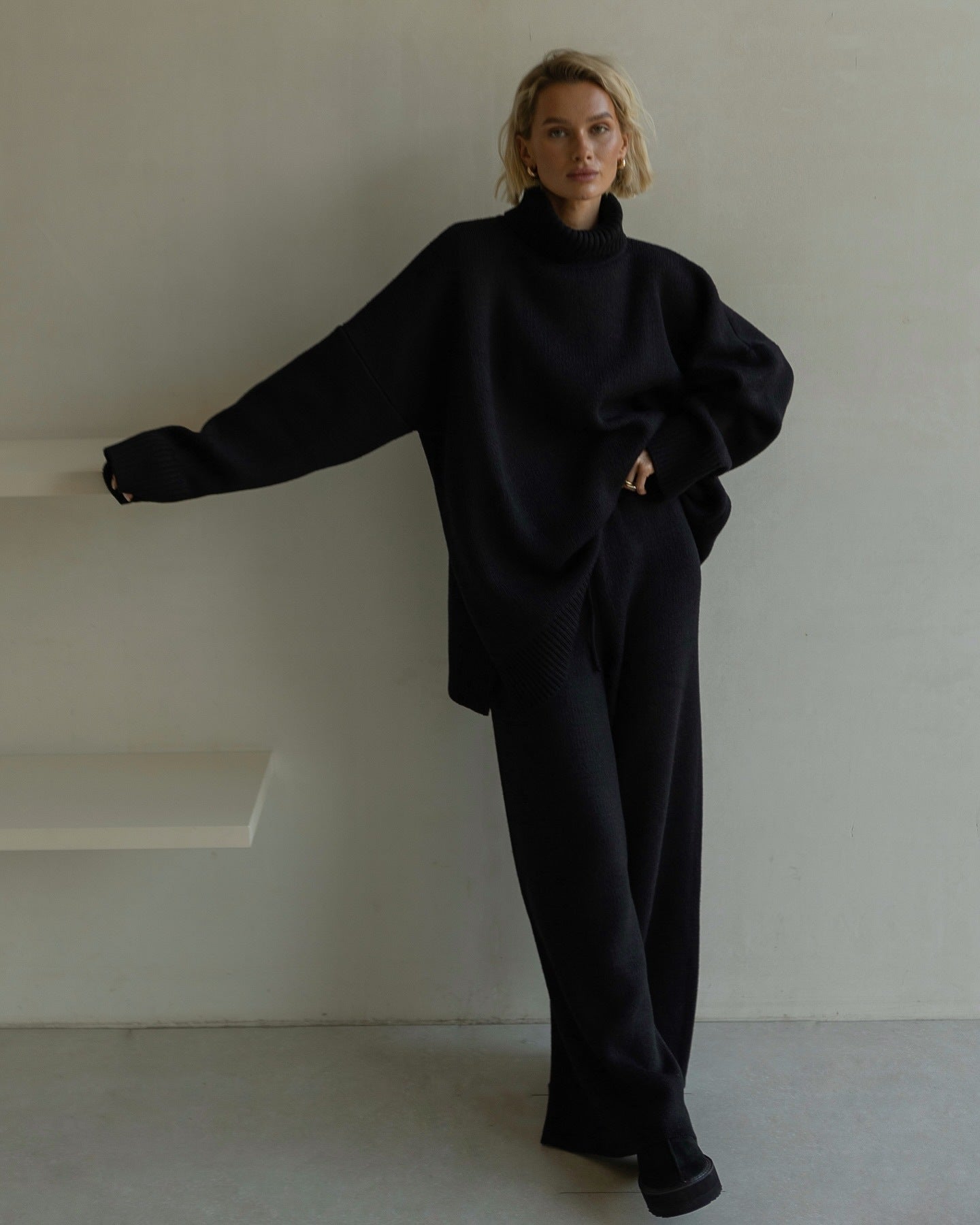 Women's cozy oversized sweater with high collar NOVAE