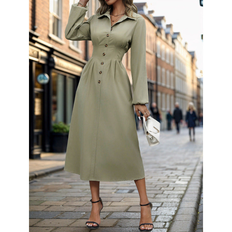 Women's shirt dress in an elegant A-line cut with button details NOVAE
