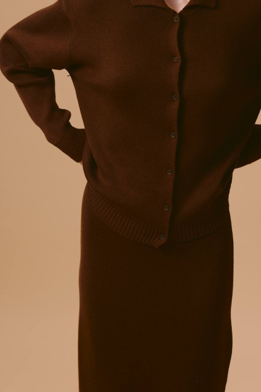 Women's cardigan with polo collar and button closure NOVAE