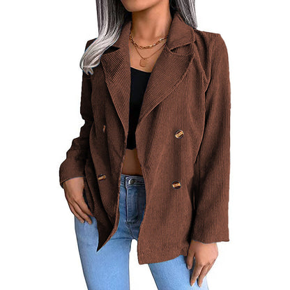 Women's fashionable corduroy jacket with double button placket NOVAE