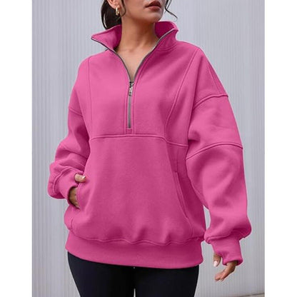 Women's sweatshirt with half zipper and oversized cut NOVAE