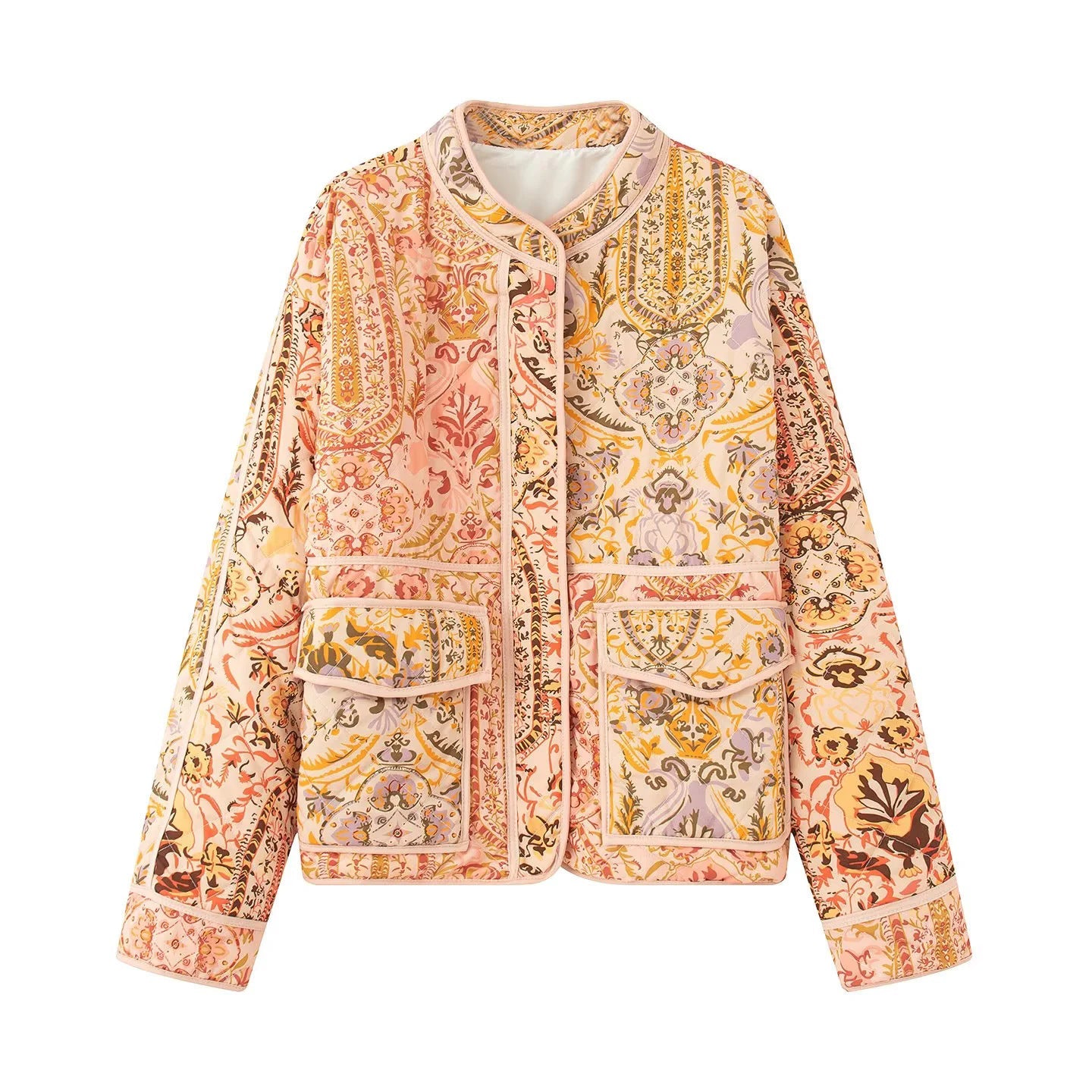 Women's quilted jacket with floral patterns and practical pockets NOVAE