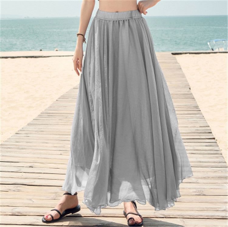 Women's Long, Flowing Chiffon Skirt with Elastic Waistband NOVAE