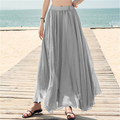 Women's Long, Flowing Chiffon Skirt with Elastic Waistband NOVAE