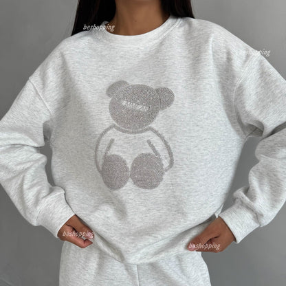 Women's casual tracksuit set with teddy bear motif NOVAE