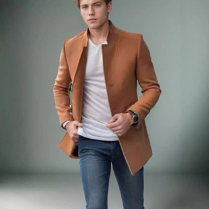 Men's modern blazer with a straight cut and elegant stand-up collar NOVAE