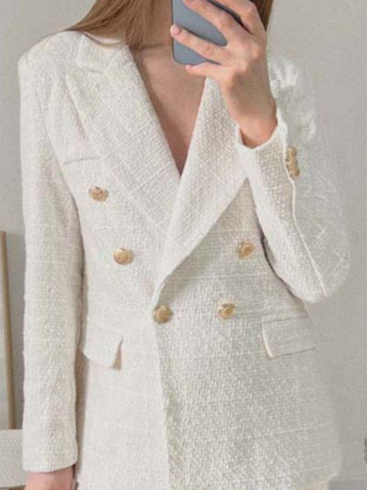 Women's tweed blazer jacket with double button placket and elegant cut NOVAE
