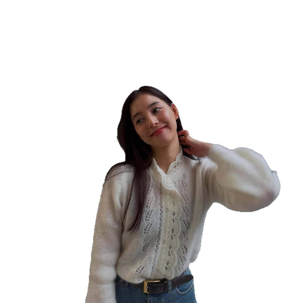 Women's fine cardigan with delicate pattern NOVAE