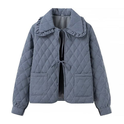 Women's quilted jacket with large collar and practical pockets NOVAE