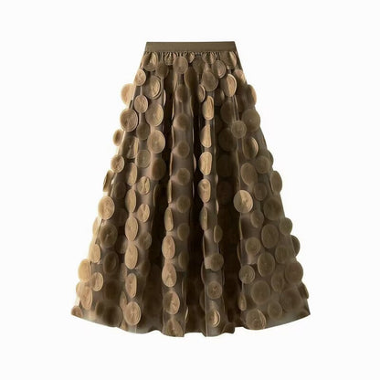 Women's Elegant Tulle Skirt with 3D Floral Appliqués NOVAE
