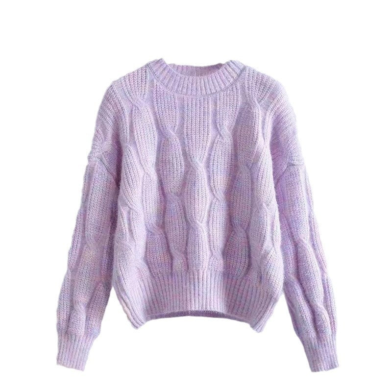 Women's chunky knit sweater with innovative wave pattern NOVAE