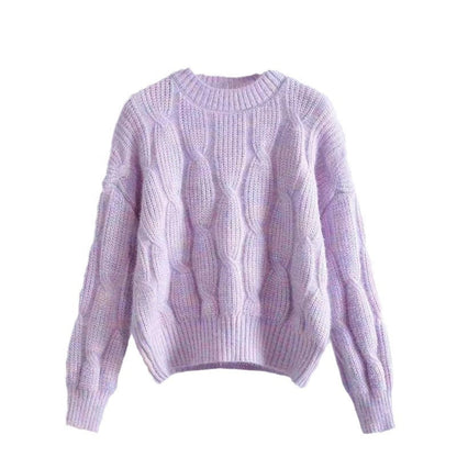 Women's chunky knit sweater with innovative wave pattern NOVAE