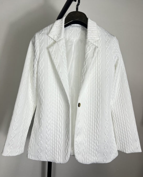 Women's elegant knitted blazer jacket with cable pattern NOVAE