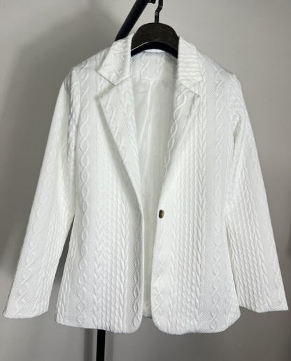 Women's elegant knitted blazer jacket with cable pattern NOVAE