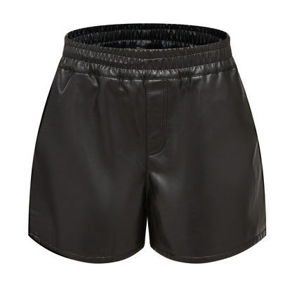 Women's fashionable high-waisted faux leather shorts NOVAE