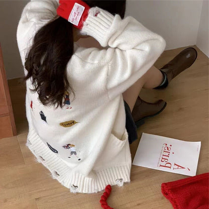 Women's chunky knit cardigan with practical pockets and button details NOVAE