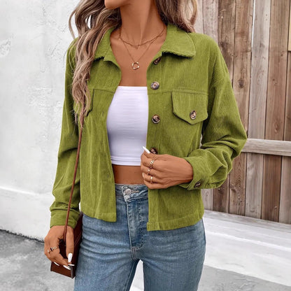 Women's casual corduroy jacket with practical pockets and fashionable buttons NOVAE