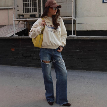 Women's sweatshirt with stand-up collar and fashionable NOVAE print