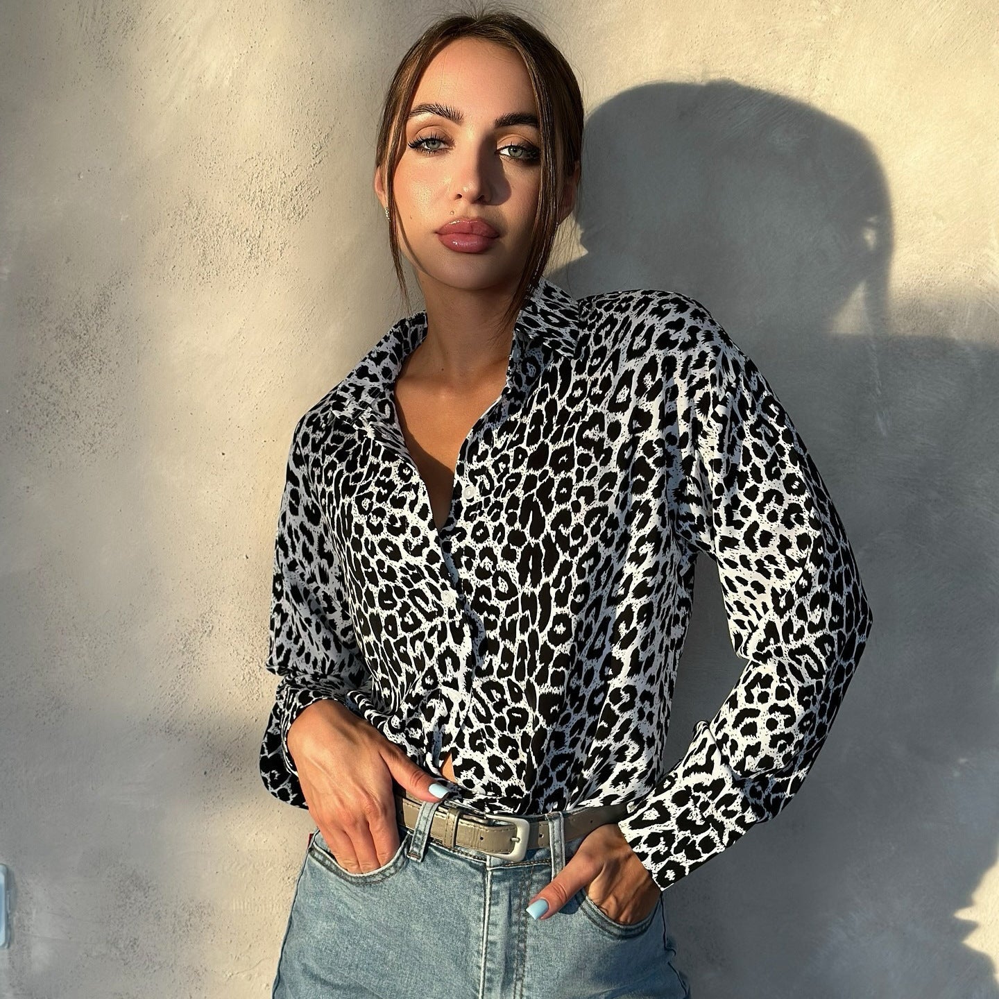 Women's elegant leopard print blouse NOVAE