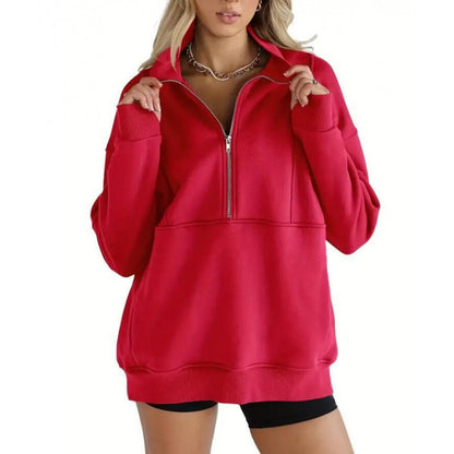 Women's sweatshirt with half zipper and oversized cut NOVAE