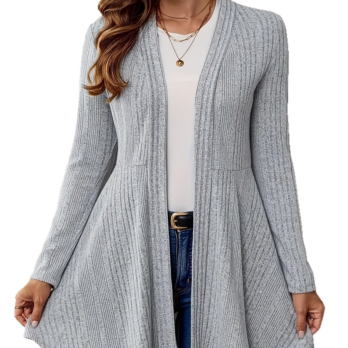 Women's Long Cardigan with Swing Hem NOVAE