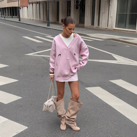 Women's casual cardigan with innovative detail embellishments NOVAE