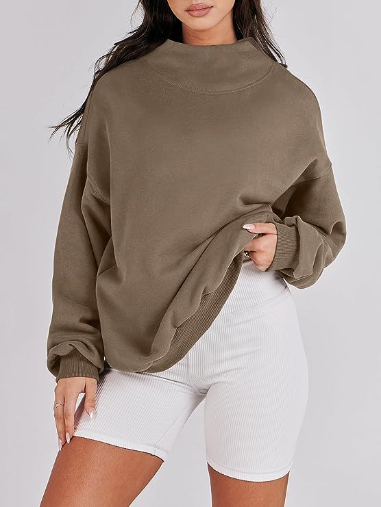 Women's Oversized Sweatshirt with Stand-Up Collar and Ribbed Hem NOVAE
