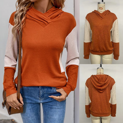 Women's hoodie with a modern color mix and textured fabric NOVAE