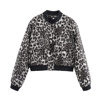 Women's fashionable bomber jacket in animal print NOVAE
