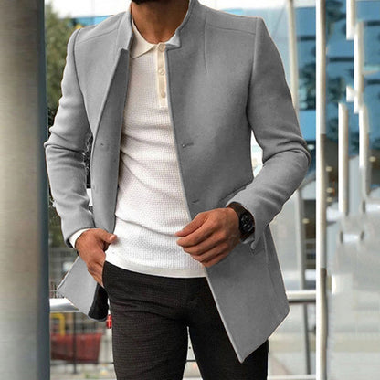 Men's modern blazer with a straight cut and elegant stand-up collar NOVAE