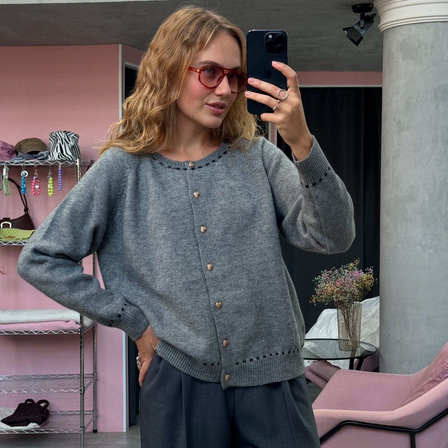 Women's airy cardigan with elegant button details NOVAE