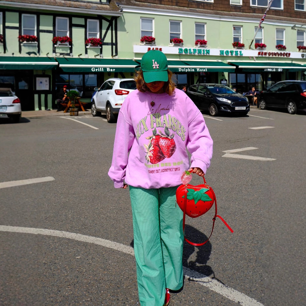 Women's fashionable sweatshirt with a striking strawberry design and comfortable cut NOVAE
