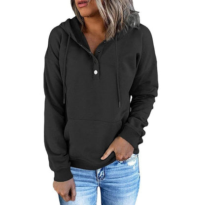 Women's hoodie with button details and practical pockets NOVAE