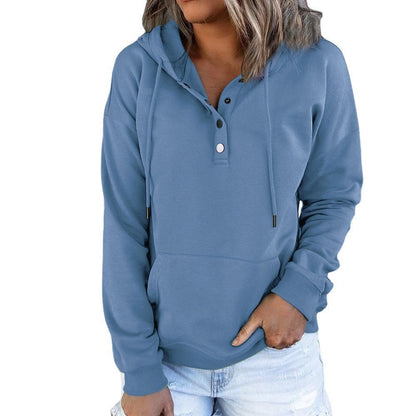 Women's hoodie with button details and practical pockets NOVAE