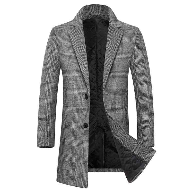 Men's elegant classic checked coat with double-breasted button closure NOVAE