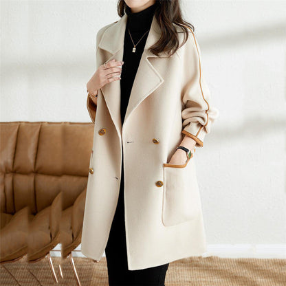 Women's fashionable double-breasted coat with stylish details and practical pockets NOVAE