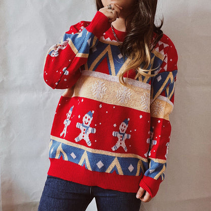 Women's Festive Winter Sweater with Vibrant Christmas Design NOVAE