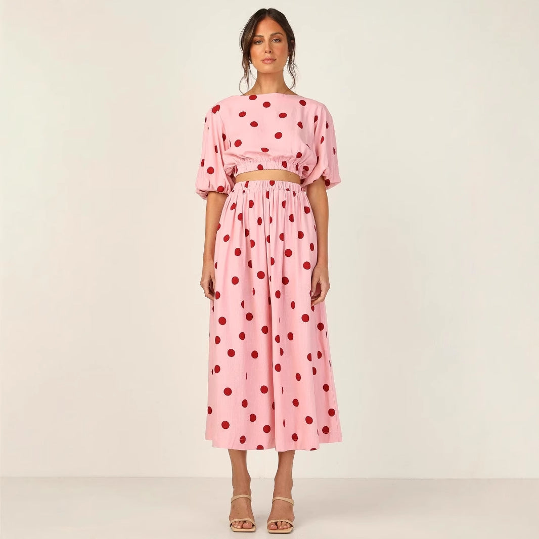 Women's maxi dress with elasticated waist and voluminous sleeves NOVAE