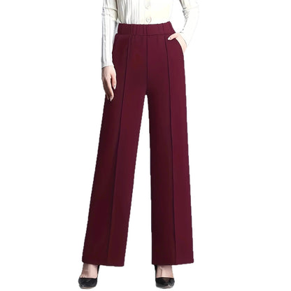 Women's elegant high-waisted trousers with pleats and elasticated waistband NOVAE