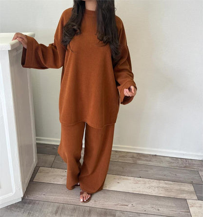 Women's Comfortable and Stylish Ribbed Knit Lounge Set NOVAE