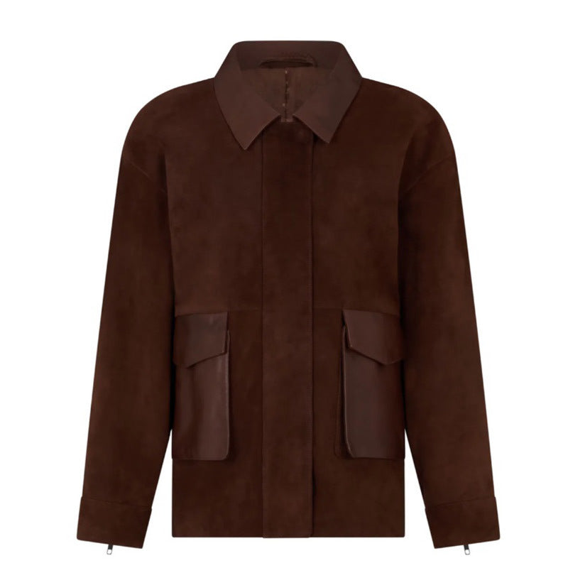 Women's leather jacket in a modern utility style NOVAE